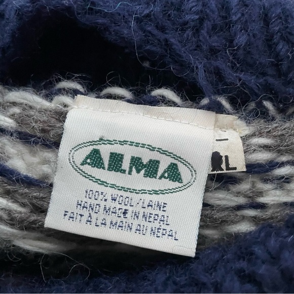 Vintage Alma 100% Wool Thick Handmade Mens Sweater Size Large - Picture 3 of 9